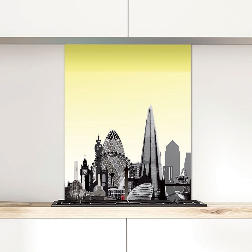 London Skyline Yellow - Glass Splashback