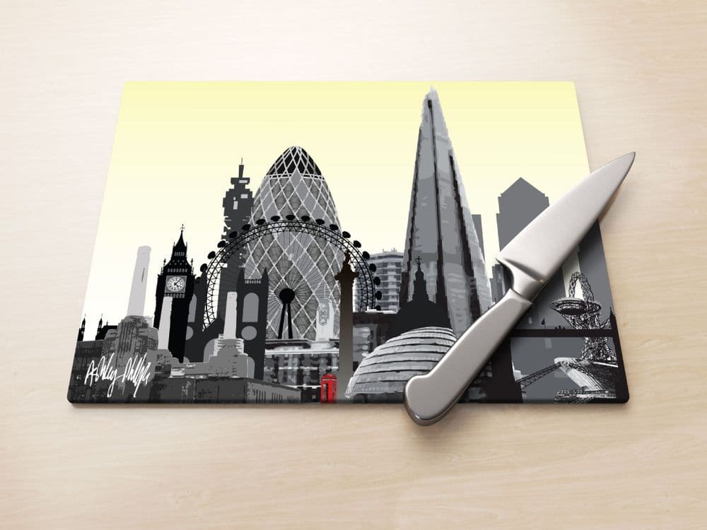 London Skyline Yellow Glass Worktop Saver