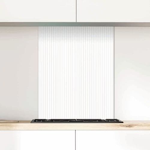 Pinstripe Polar white Glass Splashback