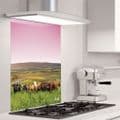 Rolling Hills With Cows Pink - Glass Splashback