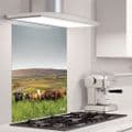 Rolling Hills With Cows Ultra Marine - Glass Splashback