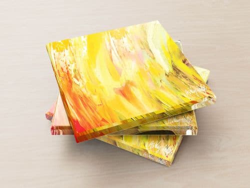 Sonic Wave Yellow - Glass Coasters
