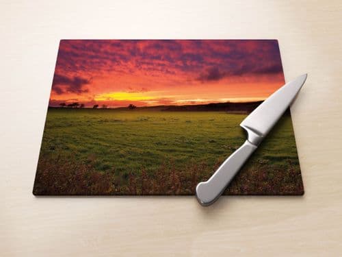 Sunset, Forest of Bowland - Glass Worktop Saver