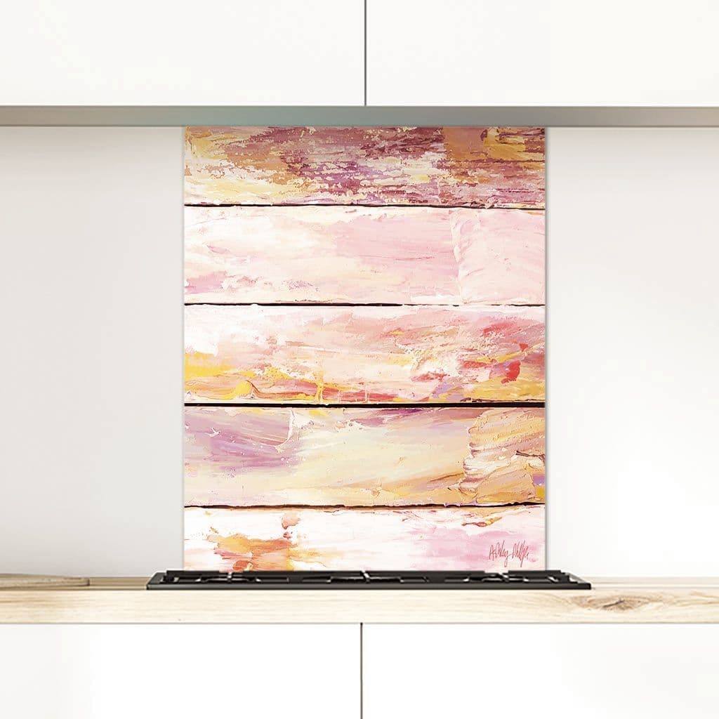 Vintage Panels Pink - Glass Splashback