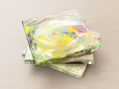 Vortex Yellow - Glass Coasters