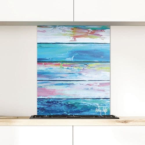 Weathered Paint Blue - Glass Splashback