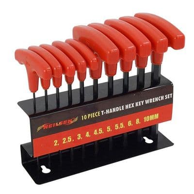 10pc Metric T Handle Hex Key Set 2mm to 10mm Neilsen CT1191