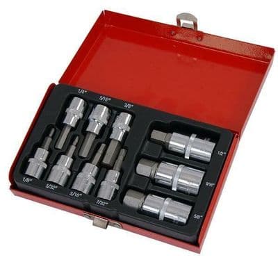 10pc SAE Hex Bit Socket Set  1/8