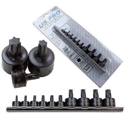 10pc Stubby Impact Torx Bit Socket Set US PRO INDUSTRIAL 3421