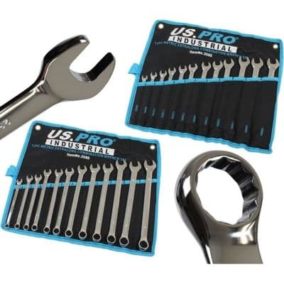 12pc Extra Long Combination Spanner Set Metric 10mm/19mm US PRO INDUSTRIAL 3595