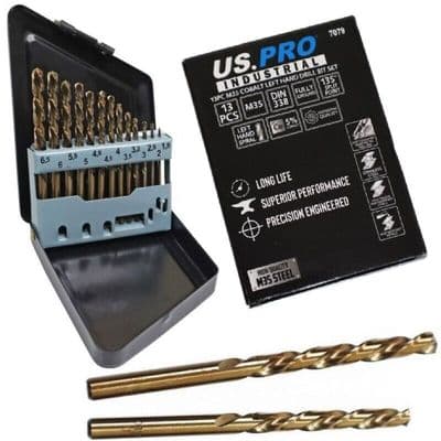 13pc Cobalt Left Hand Drill Bit Set 1.5mm/6.5mm US PRO IND 7079