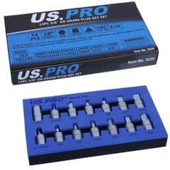 14pc Drain Plug Key Socket Set US PRO 3225