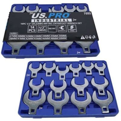 14pc Large Crow Foot Spanner Set 27mm-50mm US PRO INDUSTRIAL
