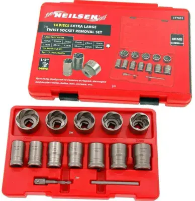 14pc Large Size Twist Socket Set 17/36mm Damaged Nut & Bolt Extractor Easy Out