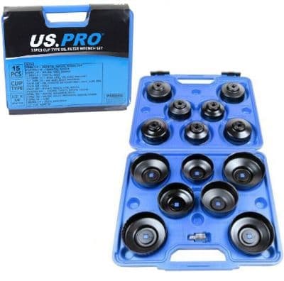 15pc Cup Type Oil Filter Wrench Socket Set US PRO 3252