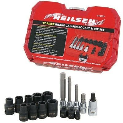 17pc Brake Caliper Bolt Master Socket & Bit Set Neilsen CT5571