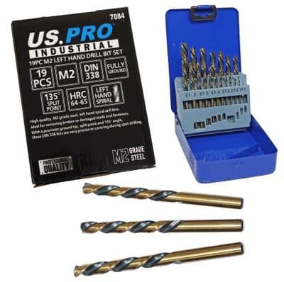 19p HSS Left Hand Drill Bit Set 1.0mm/10mm US PRO INDUSTRIAL 7084