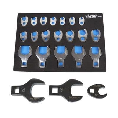 19pc Crow Foot Spanner Set 8mm-32mm US PRO INDUSTRIAL 7556
