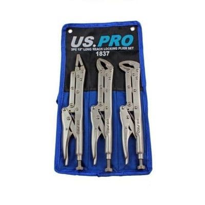 3pc Long Reach Locking Plier Set  US PRO 1837