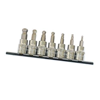 7pc Ball End Metric Hex Bit Socket Set 3/8