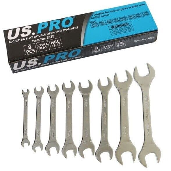 8p Extra Thin Open End Spanner Set Metric 6mm to 23mm US PRO 3875