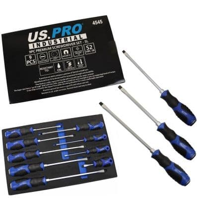 8p Premium Slotted Screwdriver Set US PRO INDUSTRIAL 4545