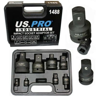 8pc Impact Socket Adaptor Step Up/Down Set US PRO INDUSTRIAL 1488