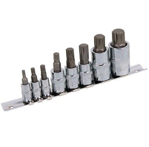 8pc Spline Bit Socket Set 12 Point M4 M5 M6 M8 M10 M12 M14 M16 Neilsen ...