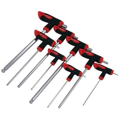 9pc Long T Handle Hex Key Set 2mm to 10mm Ball End Neilsen CT1222