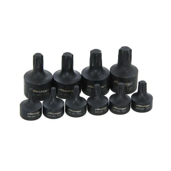 CTA Tools 5058 Stubby Torx Bit Set – 9-Piece T10 To T50, 20mm Overall Length, 12mm Hex Drive, Plastic Case
