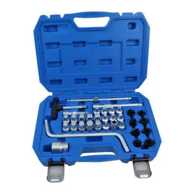 US PRO 34pc Oil Drain Plug Key Master Socket Set For Plastic And Metal Plugs