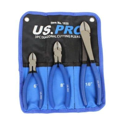 US PRO 3pc Diagonal Cutting Plier Set 150 ,200, 250mm In Tool Roll
