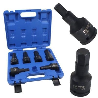 US PRO 6pc Hex Bit Impact Socket Set Metric 4mm/27mm 3/4
