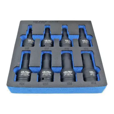 US PRO 8pc Hex Bit Impact Socket Set Metric 14mm/32mm 3/4