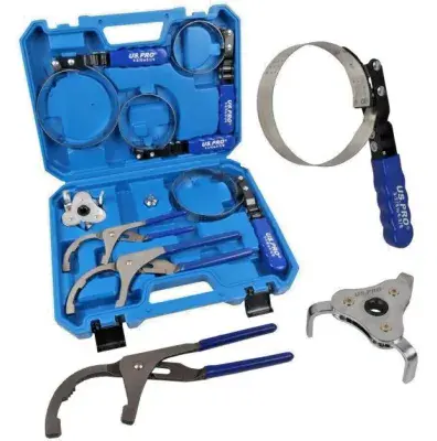 US PRO 8pc Oil Filter Removal Wrench Set Adjustable Pliers Straps And Claw