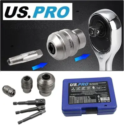 US PRO Adjustable Thread Tap Socket Set M3-M19 Range Accurate Tapping / Reaming