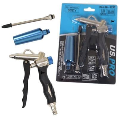 US PRO Air Blow Gun With Turbo Nozzle & Flow Control High Flow Low Consumption