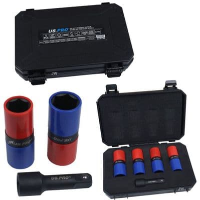 US PRO Alloy Wheel Nut Flip Socket Set 18.5mm/22.5mm Thin Wall 1/2