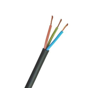240V 16A 3 Core Black Round Mains Cable
