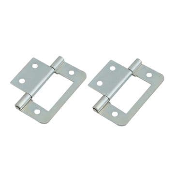 Bright Zinc Plated 50mm Flush Hinges - Pair