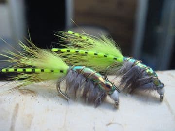 Martyn's Mullet Special, Chartreuse Tailed, Iron Blue Mud Shrimp