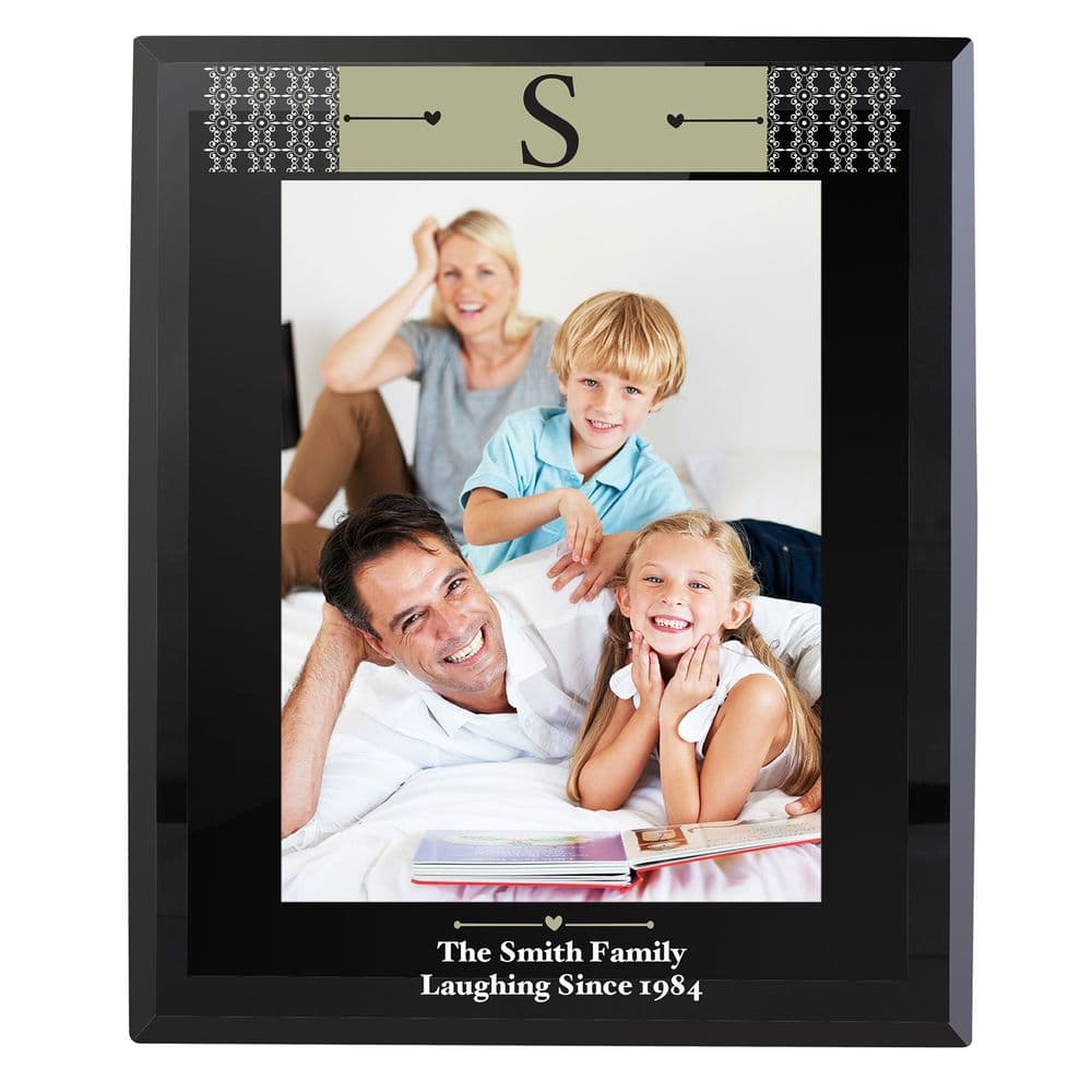 Personalised Monogram Black Glass 5x7 Frame