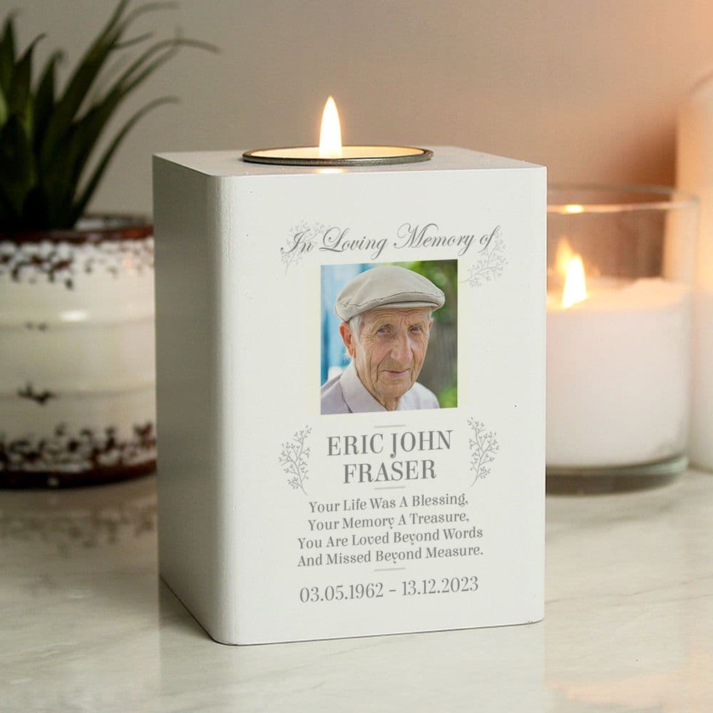 Personalised Photo In Loving Memory Candle Holder