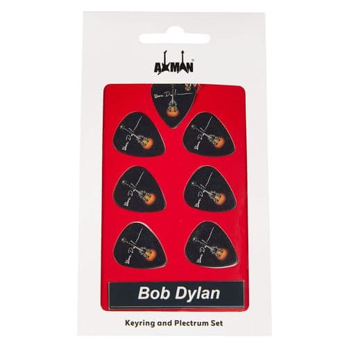 Bob Dylan Guitar Plectrum Gift Set | 6 Artist Plectrums | 1 Artist Keyring