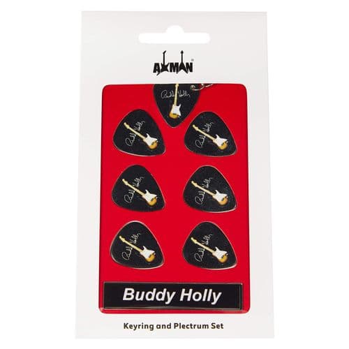 Buddy Holly Guitar Plectrum Gift Set | 6 Artist Plectrums | 1 Artist Keyring