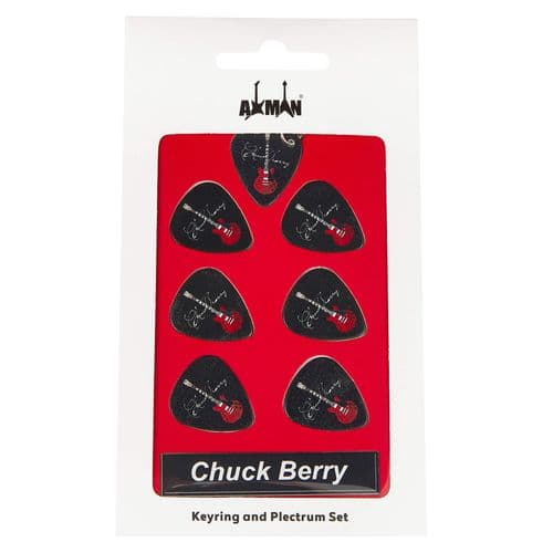 Chuck Berry Guitar Plectrum Gift Set | 6 Artist Plectrums | 1 Artist Keyring