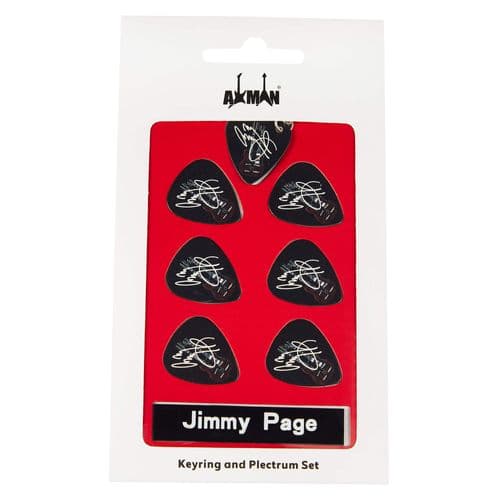 Jimmy Page Doubleneck Guitar Plectrum Gift Set | 6 Artist Plectrums | 1 Artist Keyring