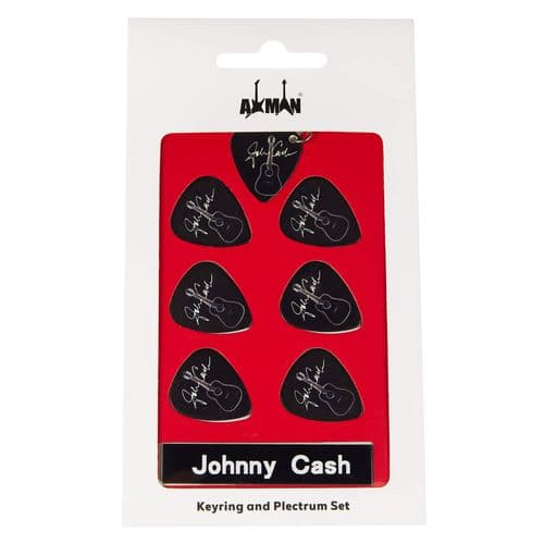 Johnny Cash Guitar Plectrum Gift Set | 6 Artist Plectrums | 1 Artist Keyring