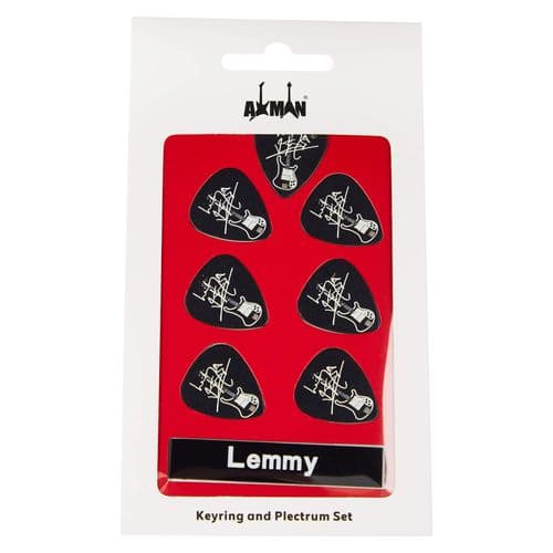 Lemmy Guitar Plectrum Gift Set | 6 Artist Plectrums | 1 Artist Keyring