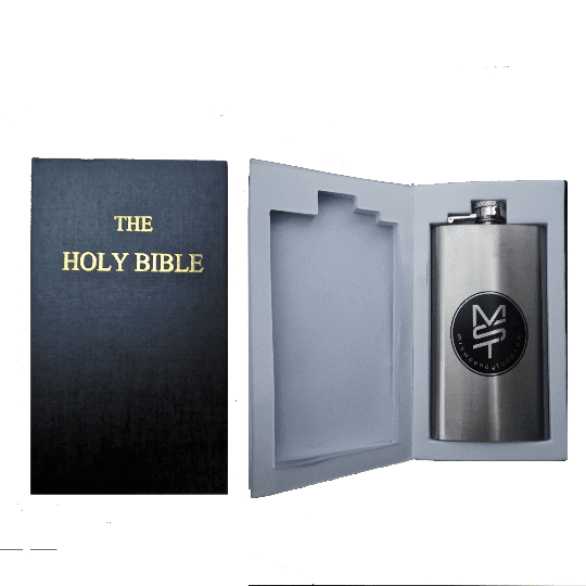 Novelty Hip Flask - Holy Bible with 6oz Flask | Missing First Page | Secret Compartment